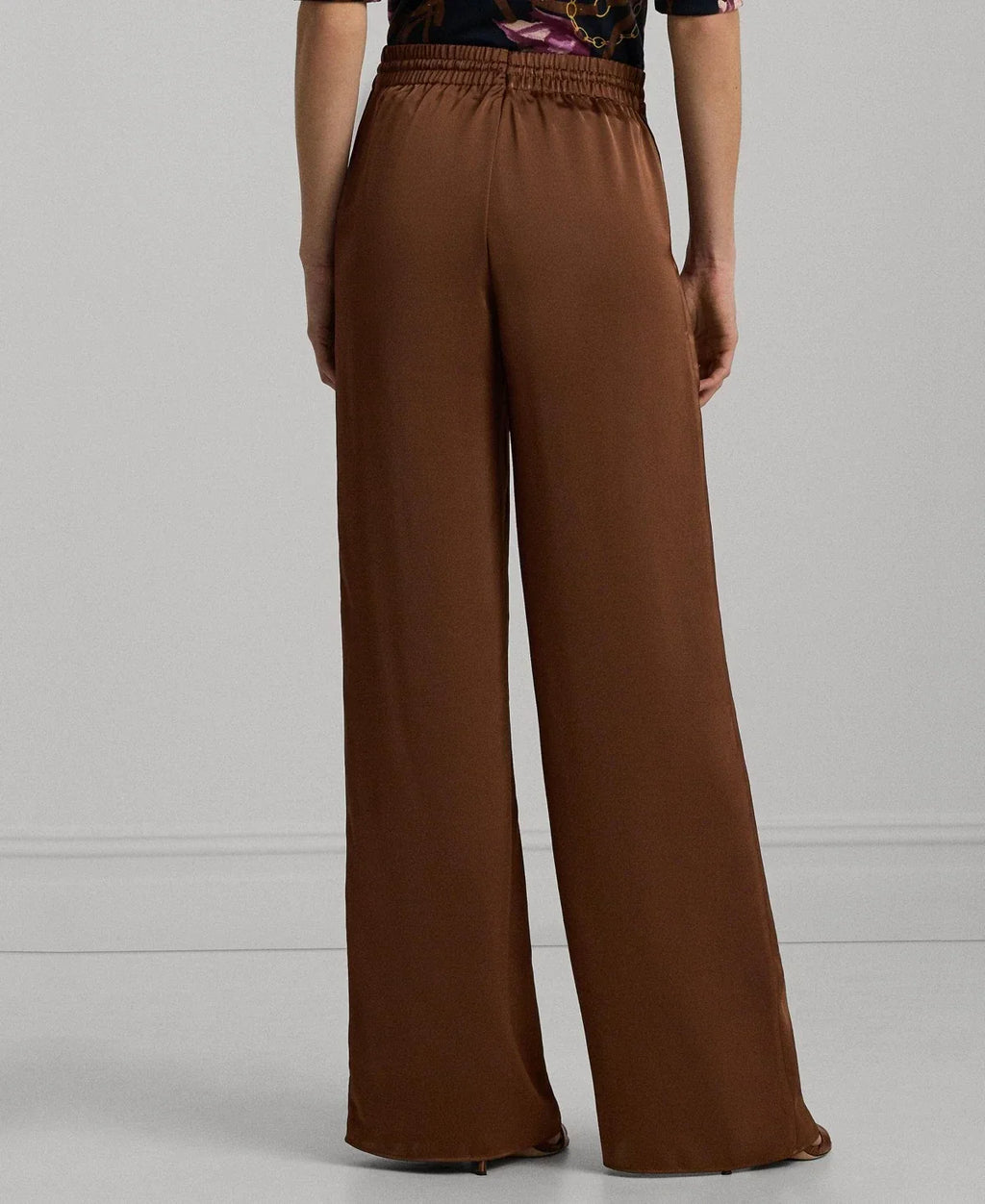 Lauren Ralph Lauren Women's Lightweight Satin Pants Brown Size M MSRP $165