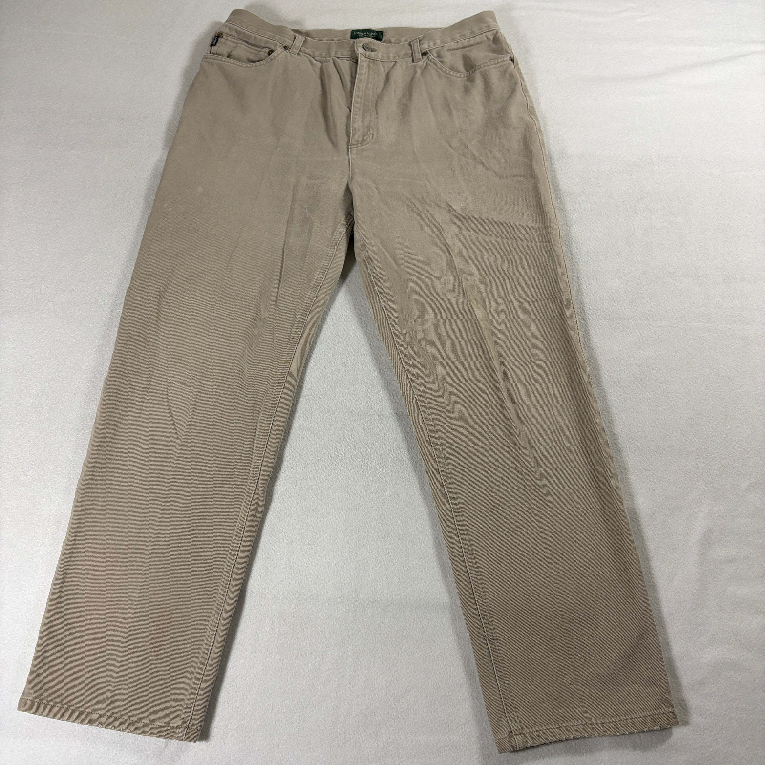 Lauren Jeans Co Ralph Lauren Khaki Straight Leg Pants 16 Fits Like 33x29
